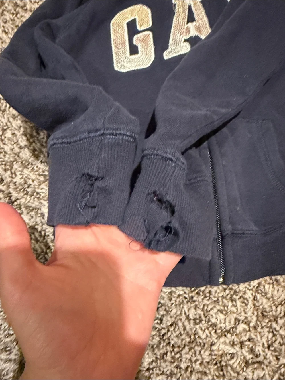 GAP Navy Hoodie & Gray Heart-Print Zip Jacket Set